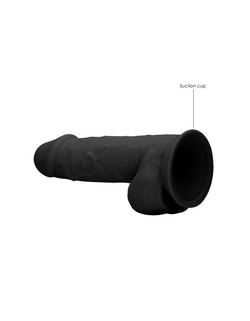 Черный фаллоимитатор Realistic Cock With Scrotum - 21,5 см.