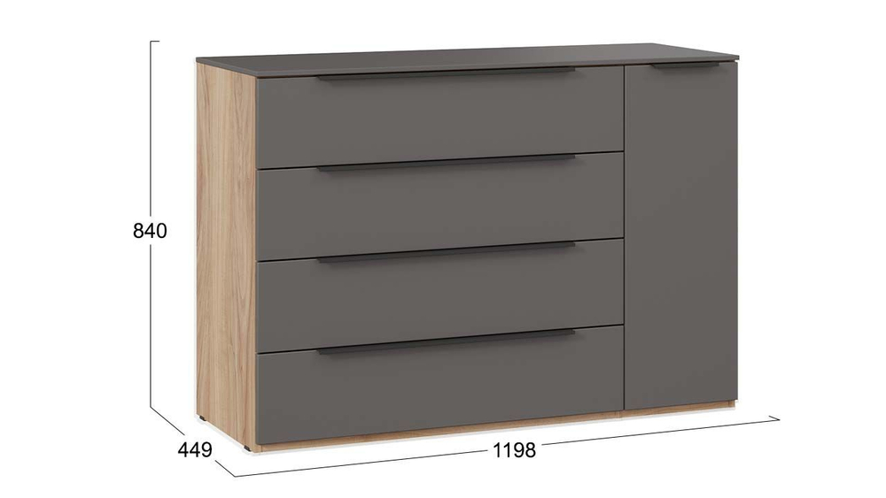 Комод для одежды с ящиками Белый Жемчуг/Белый софт 4 ящика 90х45х84 см