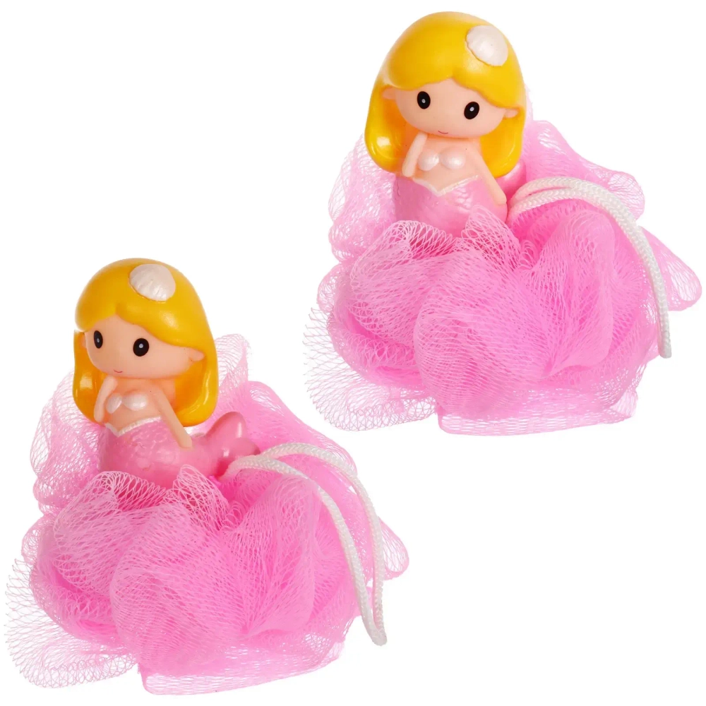 Мочалка-шар для тела полипропиленовая детская «Baby Boom - Русалочка», цвет розовый, 20гр, d-11см●