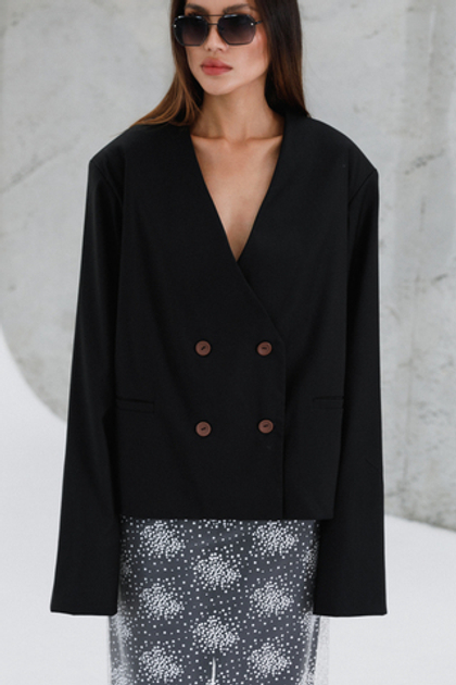 Жакет костюмный укороченный (черный)