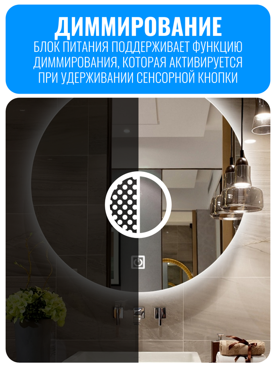 Блок питания с сенсорным выключателем для зеркала Smart Aura