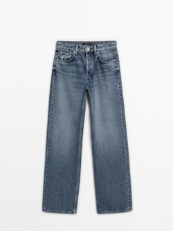 Massimo Dutti Джинсы со средней посадкой и широкими штанинами, голубой