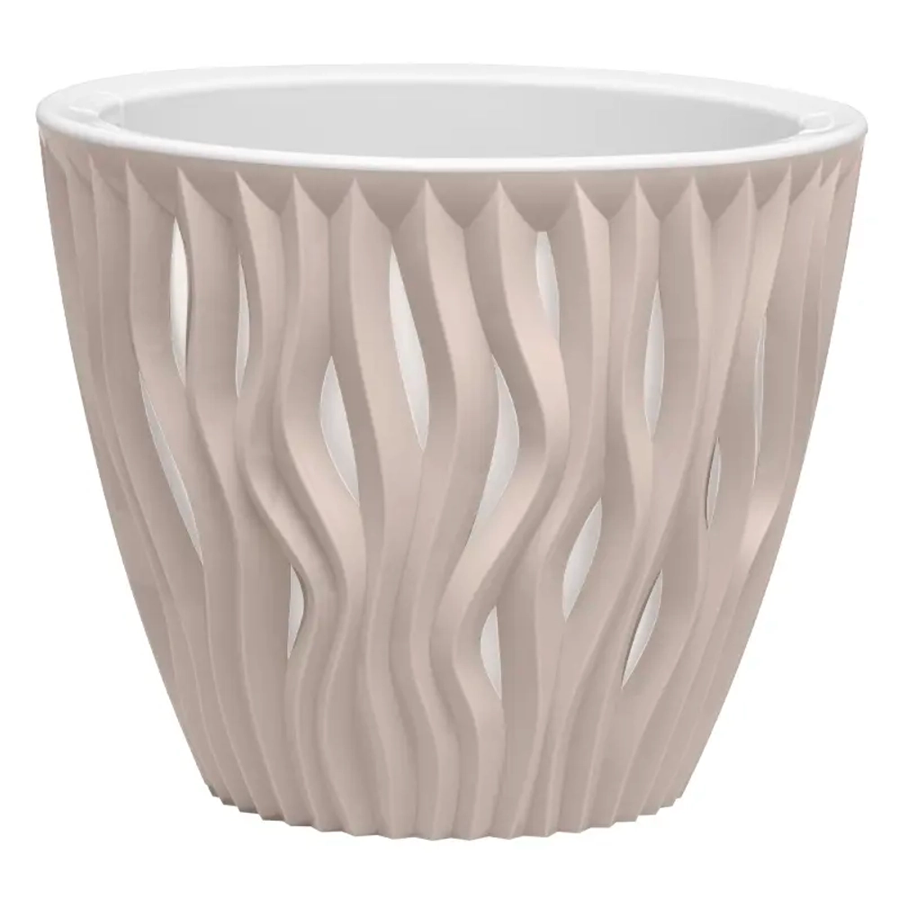 Кашпо для цветов пластиковое 1,6л d-16см «Вдохновение» Пудровый