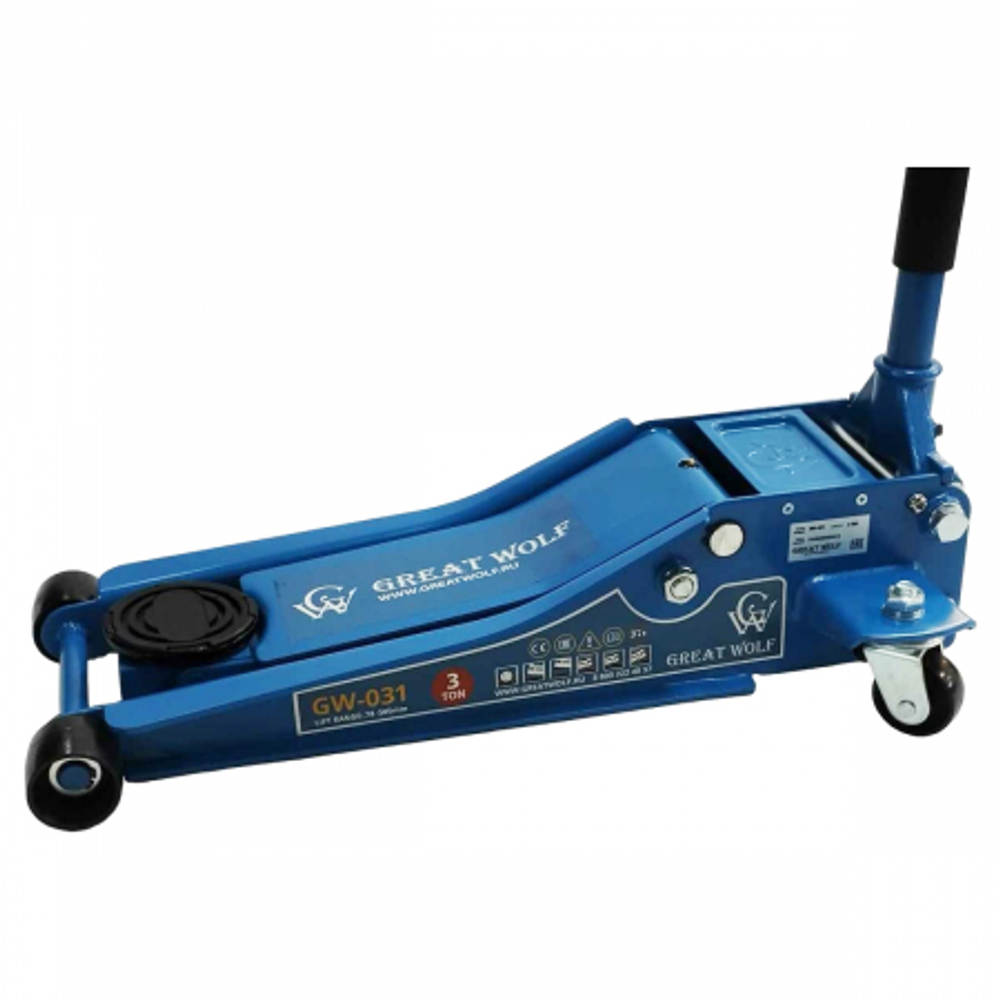 Подкатной домкрат 3т GW-031 Great Wolf низкопрофильный гидравлический, 78-505мм