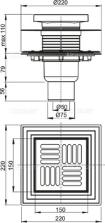 Сливной трап AlcaPlast APV4444 150 x 150/50/75