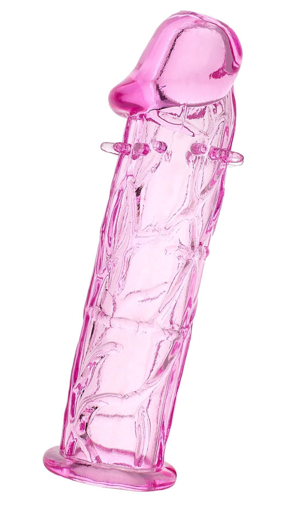 Розовая насадка фаллической формы - 12,5 см. (Цвет: розовый)