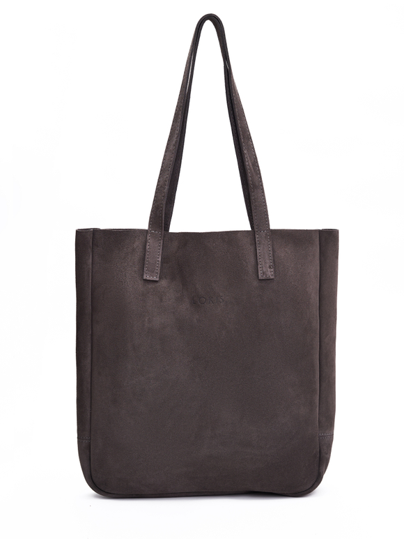 сумка шоппер темно-серый замша