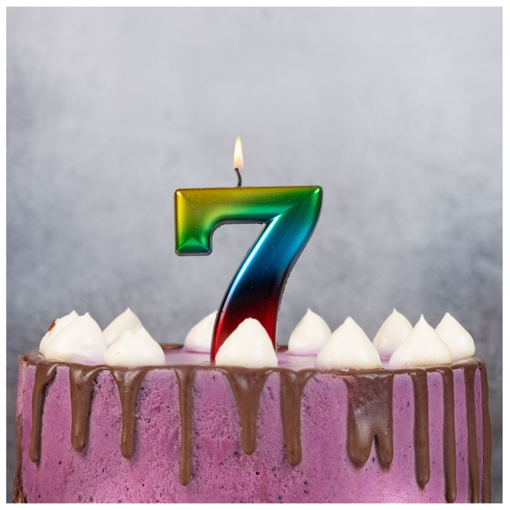 Свечи-цифры Радуга 8 см