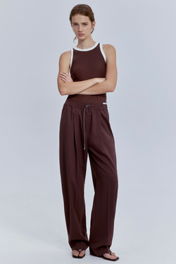 Топ из хлопковой рибаны с контрастной отделкой