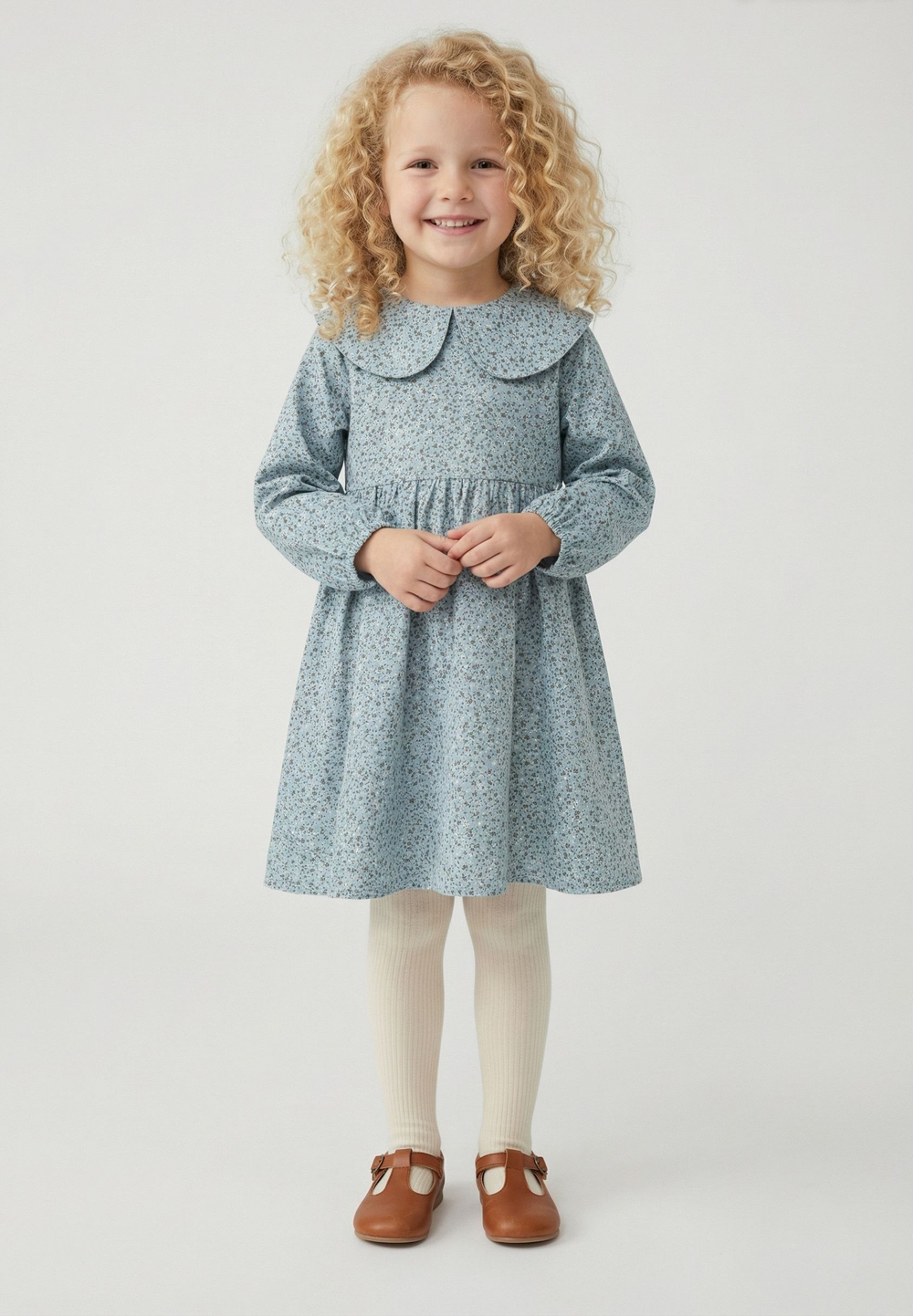 3120-330 Платье фланель (цветы на пыльно-голубом)