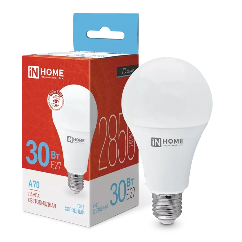 Лампа светодиодная LED-A70-VC 30Вт 230В Е27 6500К  ХОЛОДНЫЙ 2850Лм IN HOME