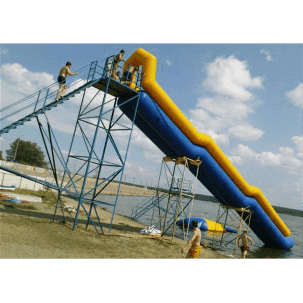 Надувная прямая водная горка для вышки (опоры) «Стрела» с двумя ступенями 12*2,5*5 м