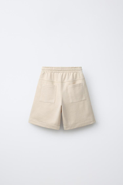 ZARA ШОРТЫ ИЗ МЯГКОЙ ТКАНИ С ЭТИКЕТКОЙ, КАМЕННО-СЕРЫЙ