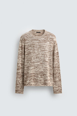 ZARA ДЖЕМПЕР С КРУЧЕНЫМ УЗОРОМ, КОРИЧНЕВЫЙ