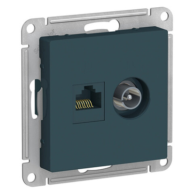 ATLASDESIGN РОЗЕТКА двойная ТВ + компьютерная RJ45, кат. 5Е, ИЗУМРУД ATN000889
