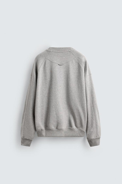 ZARA Х CHAMPION ® ТОЛСТОВКА CREWNECK С НАШИВКАМИ, СЕРЫЙ МЕЛАНЖ