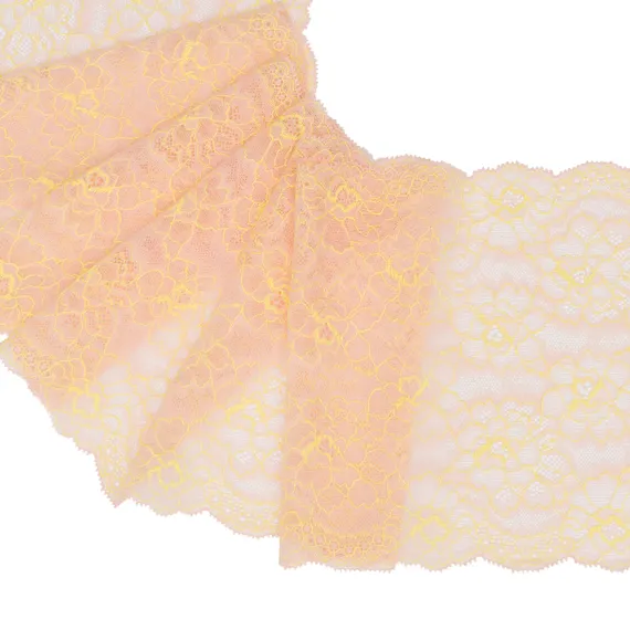 Кружево эластичное желтое/персик 20 см, Китай