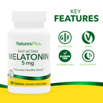 NaturesPlus, Мелатонин, 5 мг, 90 таблеток