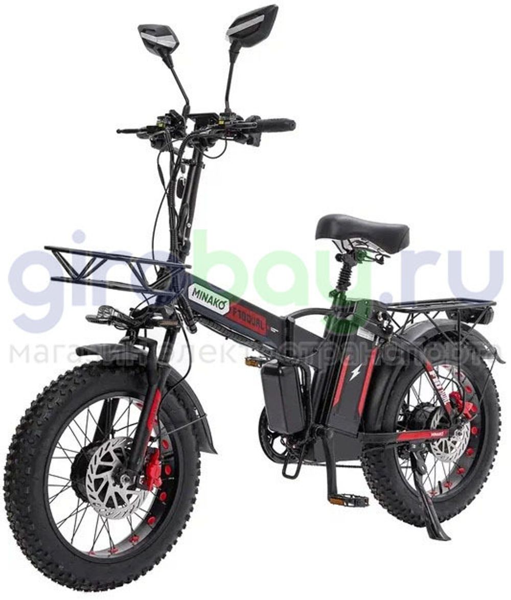 Электровелосипед Minako F10 Pro Dual 48V/20Ah (полный привод) 2025 года - Красный обод фото №1
