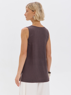 Удлиненный топ из льна с V-вырезом