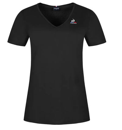 Женская теннисная футболка Le Coq Sportif ESS Tee SS Col V No.1 W - Black