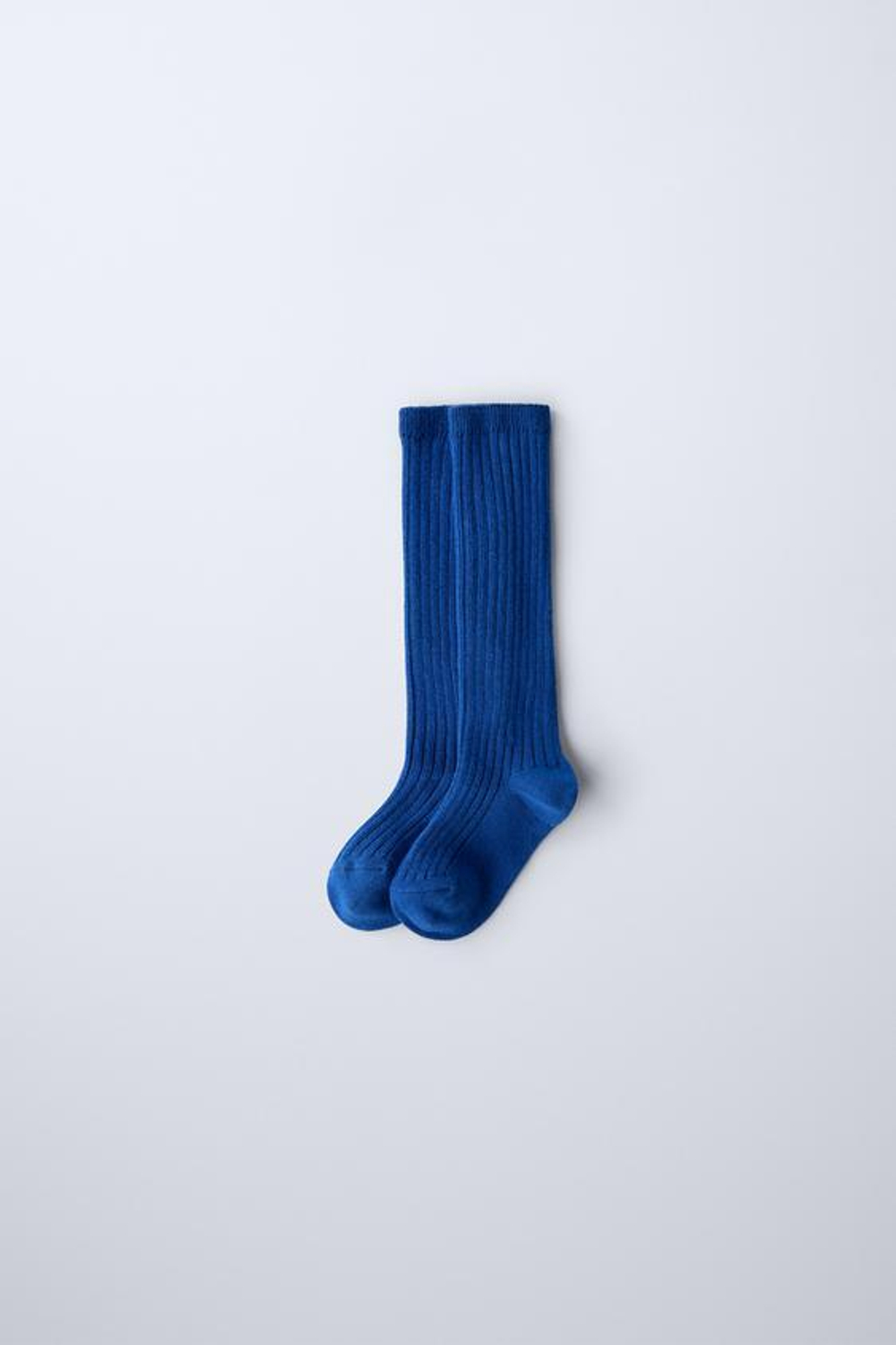 ZARA ДЛИННЫЕ НОСКИ В РУБЧИК, ЯРКО-СИНИЙ