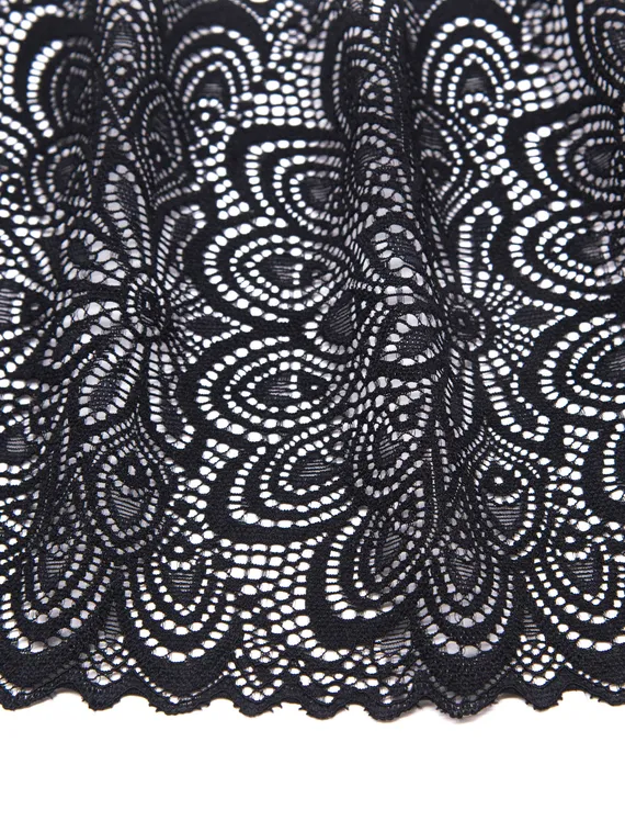 03-257 Кружево эластичное 17 см, павлин, черный