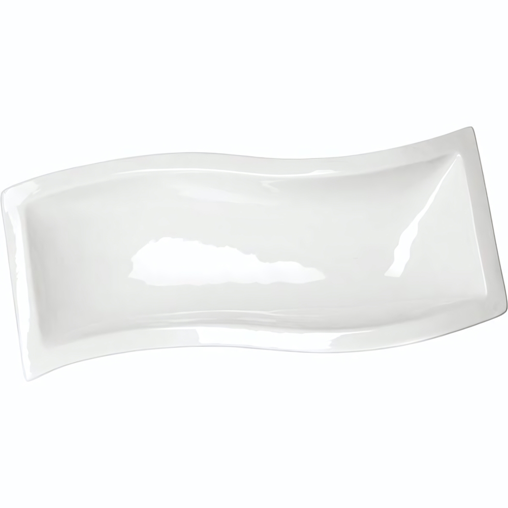 Блюдо «Кунстверк» прямоугольное волна;фарфор;,H=50,L=380,B=158мм;белый (Цвет: белый)