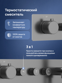 Душевой комплект STWORKI STUDIO S51210GB + S512691GB С ВНУТРЕННЕЙ ЧАСТЬЮ, вороненая сталь