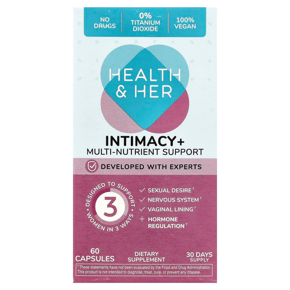 Health and Her, Intimacy +, поддержка нескольких питательных веществ, 60 капсул