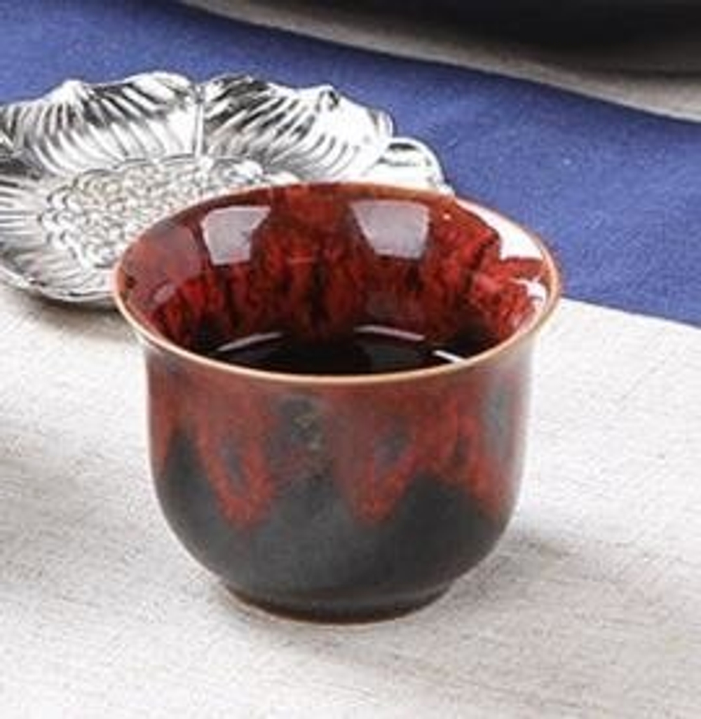 241018 Пиала красная,  50 мл., керамика