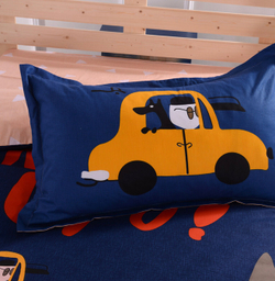 Постельное белье 1.5 Полуторка Сатин Детское Собачка на синем