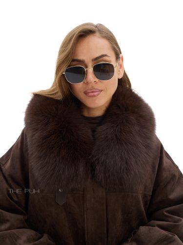 Утепленная замшевая куртка шоколадного цвета