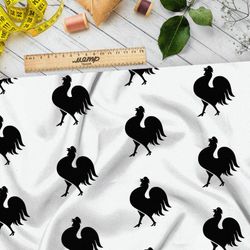 Ткань атлас силуэт петуха