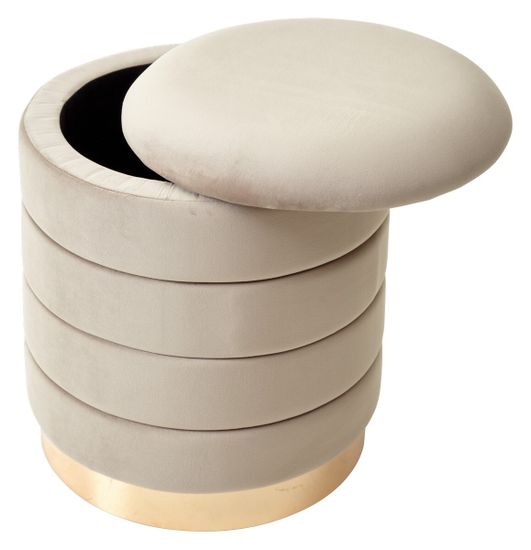 Пуф для гостиной ФРЕД латте #25, велюр / золотой каркас