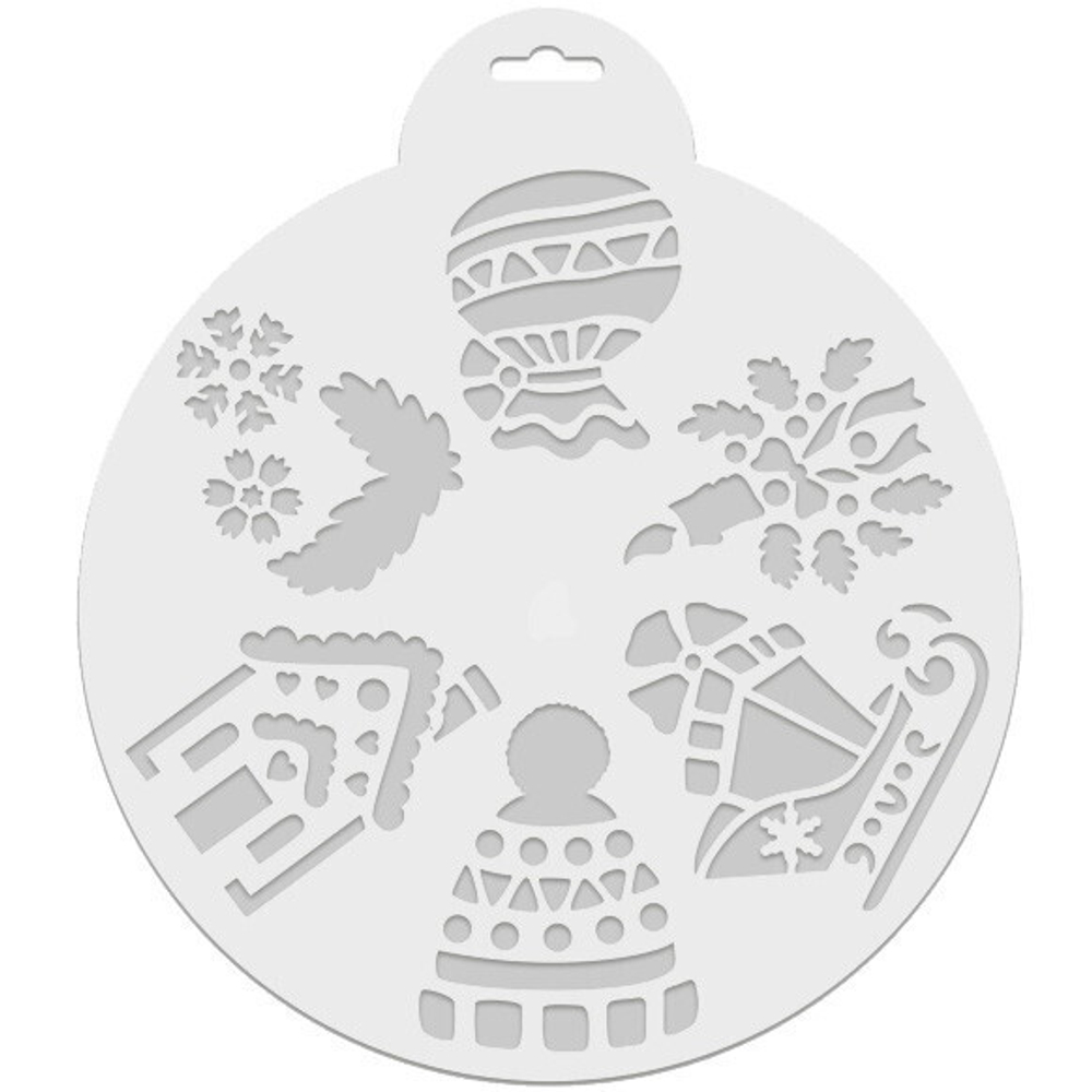 Трафарет «Санки с подарками» 25x25см арт.(78064)