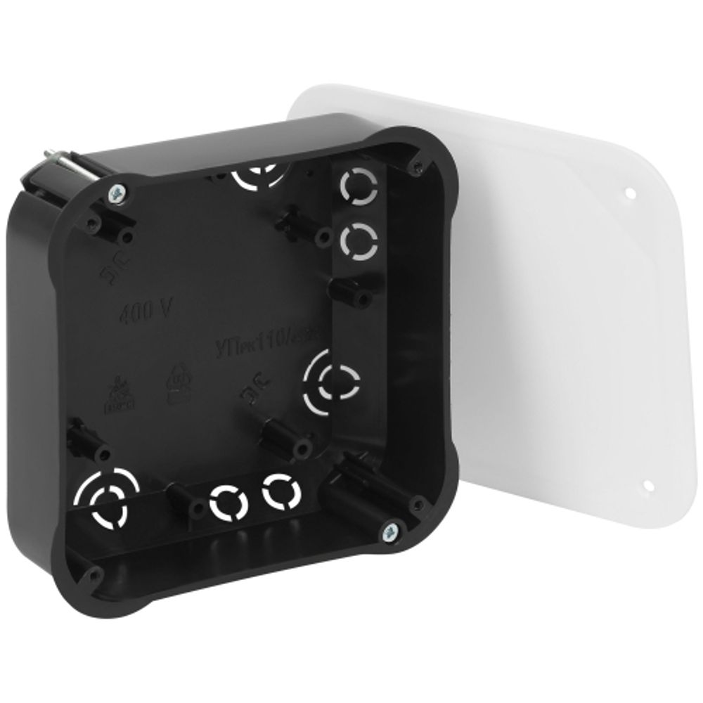 Распаячная коробка ЭРА KRP-115-115-45 СП черно-белая 115х115х45мм для полых стен металлические лапки крышка IP20