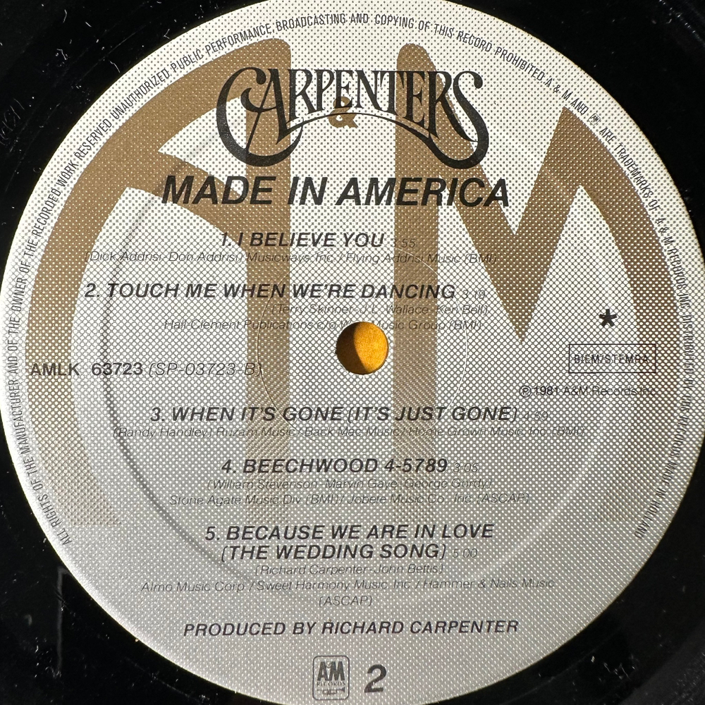 Carpenters ‎– Made In America (Голландия 1981г.)
