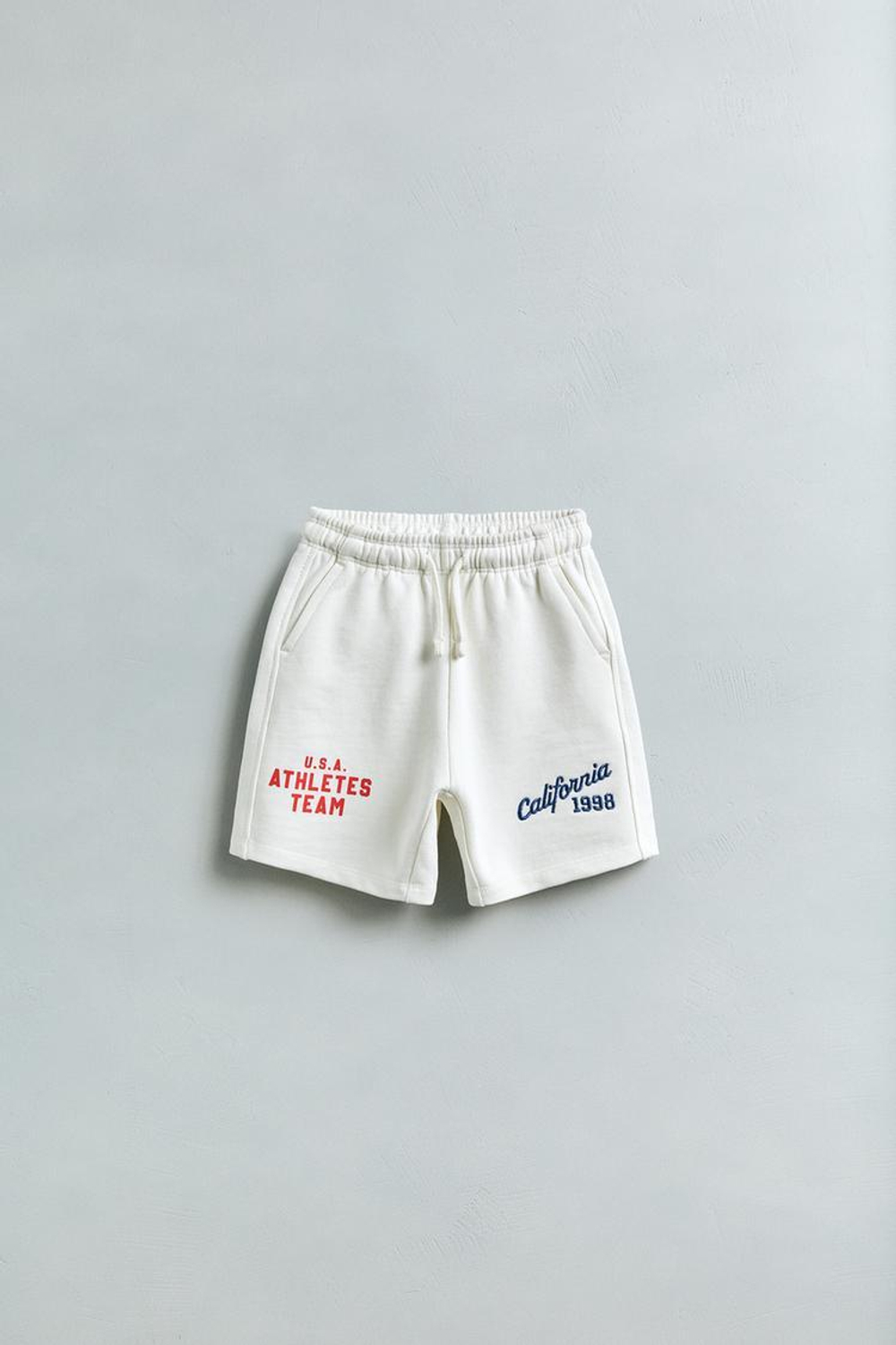 ZARA ШОРТЫ С ВЫШИТОЙ НАДПИСЬЮ, ЭКРЮ