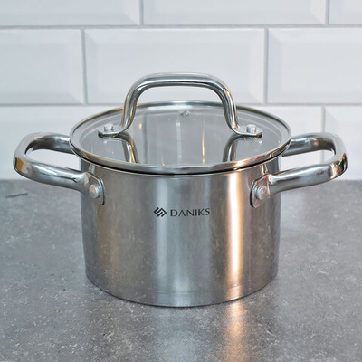 Набор кастрюль 3 предмета (2,1л, 2,9л, 3,9л) нерж, индукция, "Daniks" Рейн GS-01229-6PC