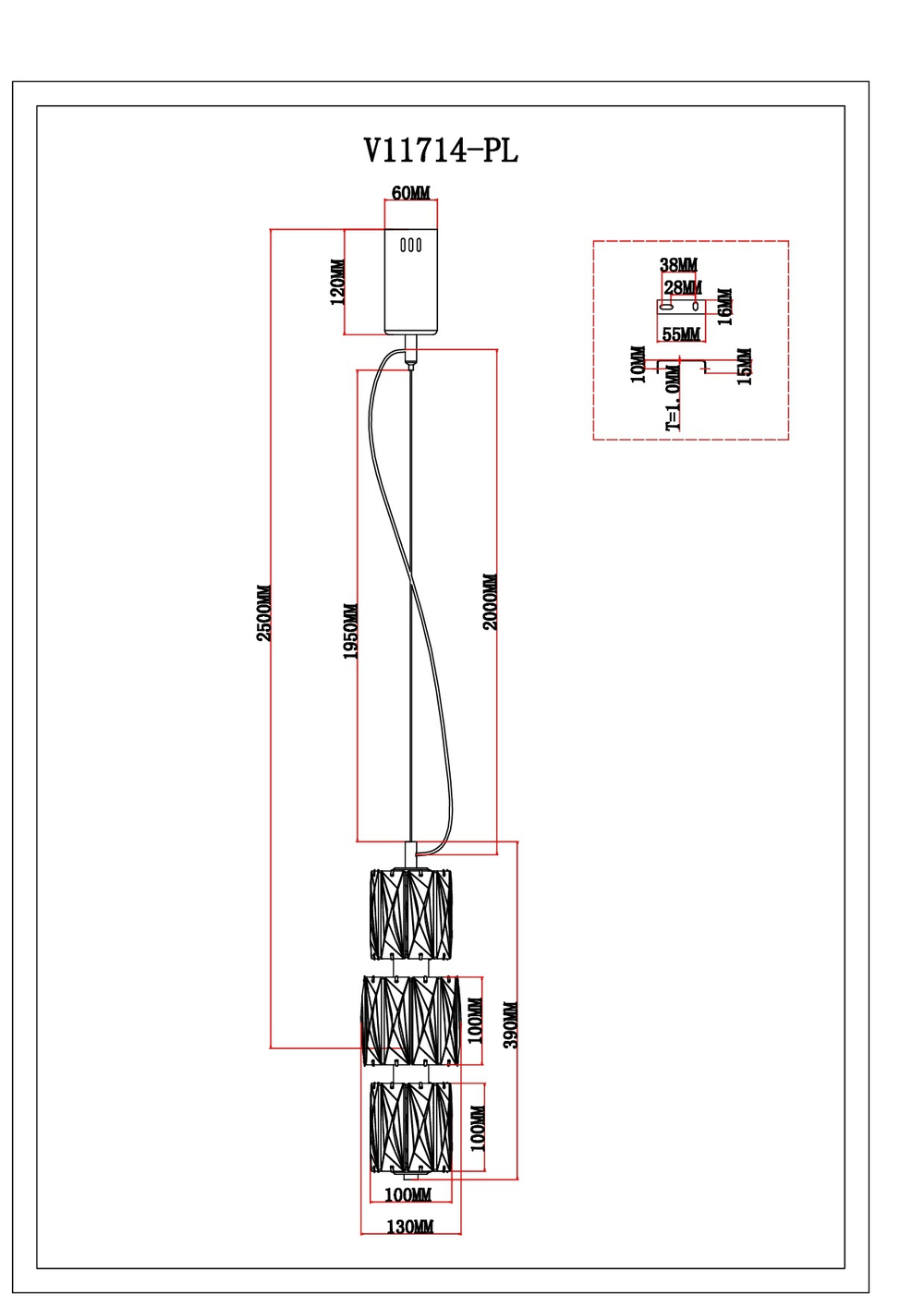 Светильник подвесной светодиодный Moderli V11714-PL Prismique