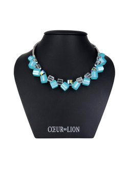 4738/10-2000 Coeur de Lion колье Aqua из голубого поляриса и кристаллов Сваровски.