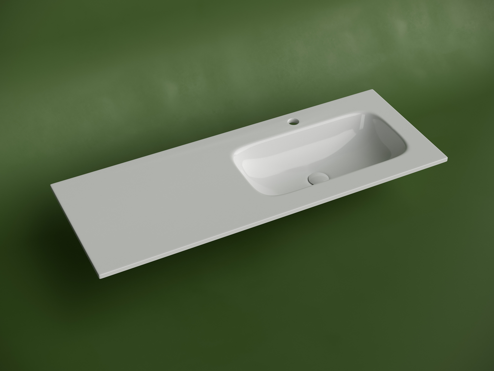 Раковина накладная мебельная CERAMICANOVA Grace прямоугольная 1210x457x137 с чашей справа и отверстием под смеситель цвет белый CN7021