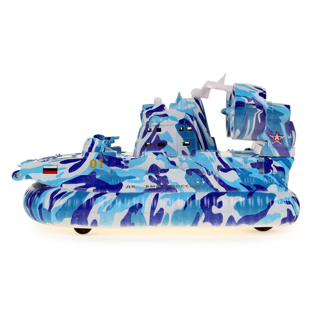 Модель ин. мет. "Десантный катер Камуфляж" 18см. свет-звук люк, солдат, коробка MURENA-16SLMIL-FIGBU (Т