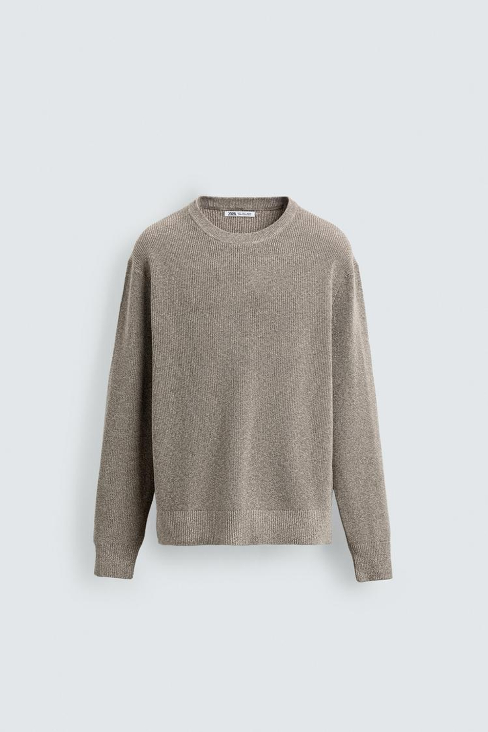 ZARA ДЖЕМПЕР ЖЕМЧУЖНОЙ ВЯЗКИ, СЕРО-КОРИЧНЕВЫЙ МЕЛАНЖ