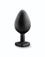 Черная анальная втулка с прозрачным кристаллом Bling Plug Medium - 8,2 см. (Цвет: черный)