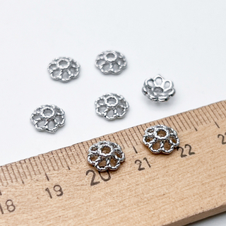 Шапочки, цвет серебро (родий), размер 8*2,8 мм, цена за 10 шт