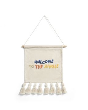 Настенный гобелен из хлопка Tandani бежевого цвета с разноцветными буквами и бахромой, 40 x 50 см