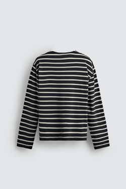 ZARA Х AARON LEVINE ФУТБОЛКА ЖАККАРД В ПОЛОСКУ, СИНИЙ/БЕЛЫЙ