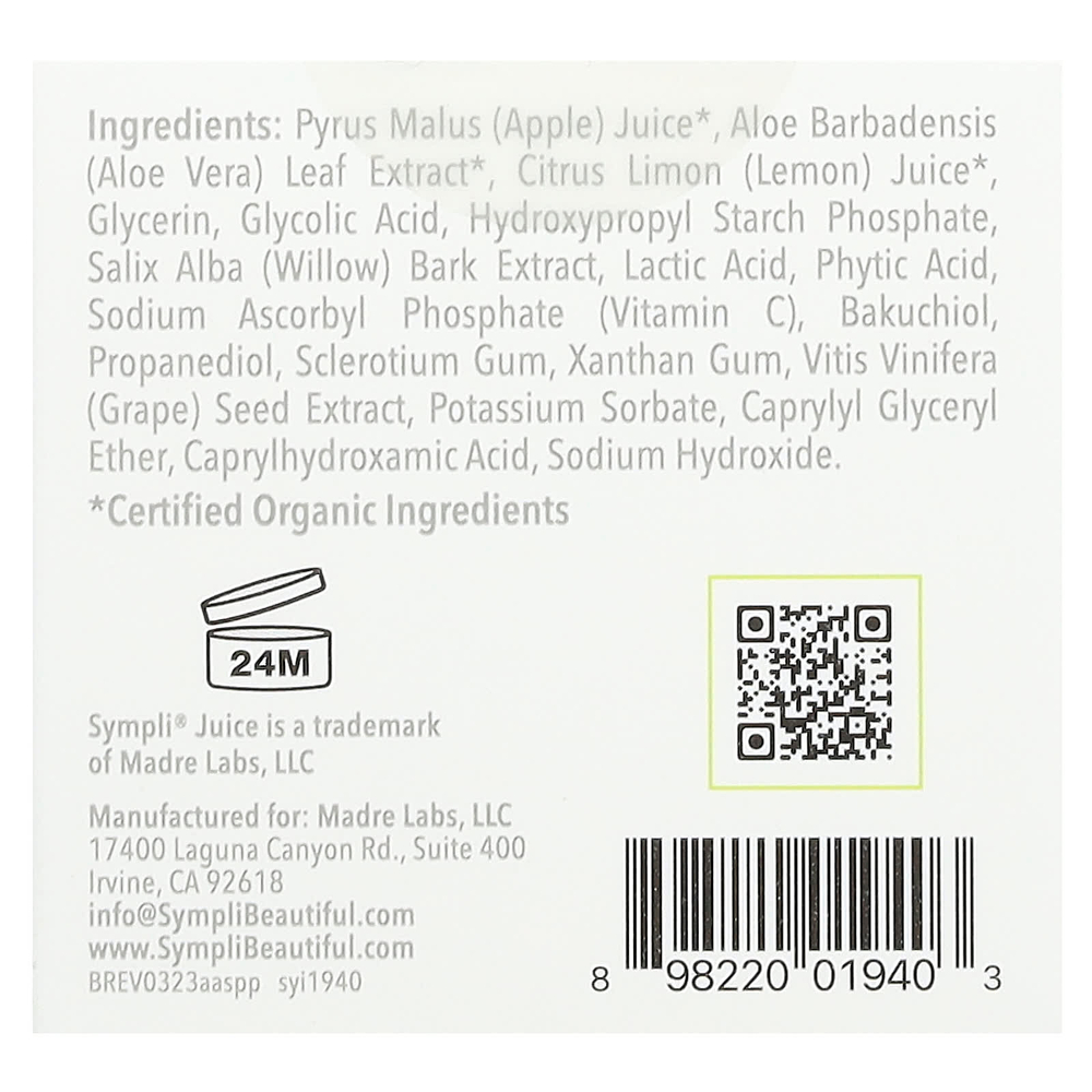 Sympli Beautiful, Juice, пилинг для улучшения состояния кожи с яблочным соком и АГК, 56 г (2 унции)